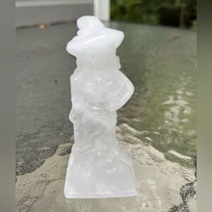 Hand Carved White Jade Crystal Witch carving Reiki Healing Halloween Decor